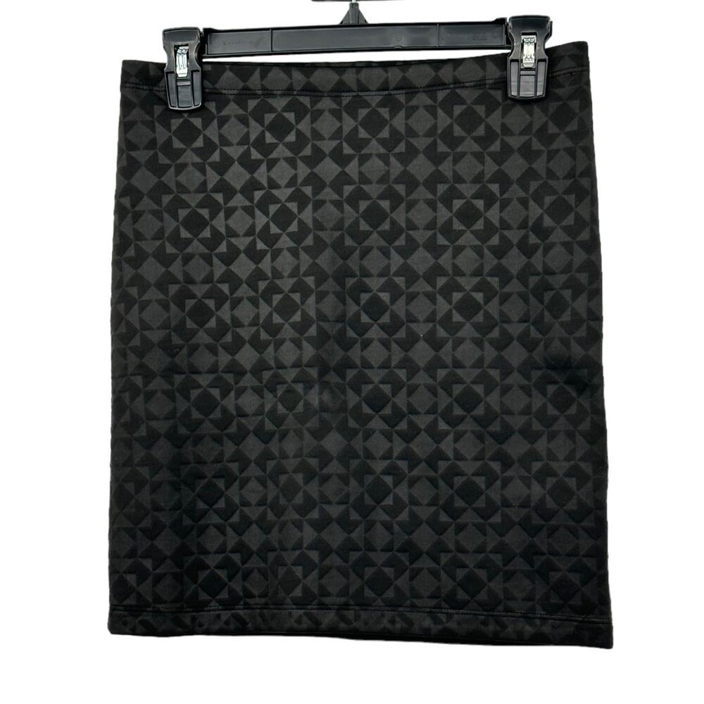 Milly Skirt Womens Small Textured Mini‎ Black Gray Geometric Stretch Scuba Party